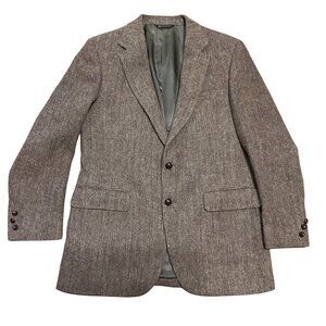Harris Tweed Herringbone Wool Blazer SZ 44R Redwood & Ross Handwoven Us Tailored